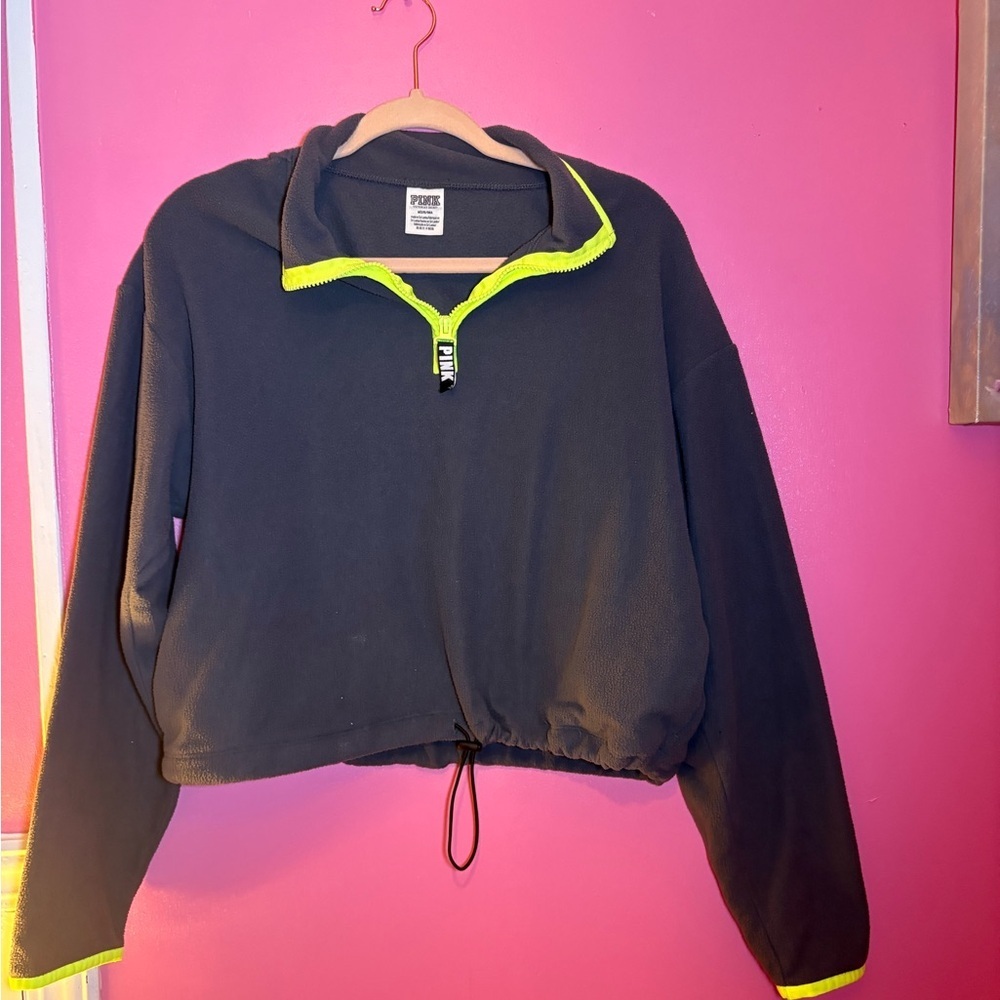 PINK Victoria's Secret Gray Pullover with Neon Highlights